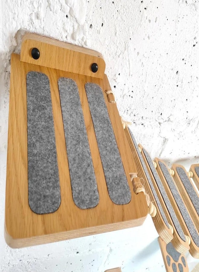 Keebori Wall Mounted Wooden cat Bridge with Climbing Hammock and Cat Face Shelf Indoor Cat Furniture for Activity and Relaxation Durable Climbing Wall Toy for Cats (CAT Bridge) - Image 5